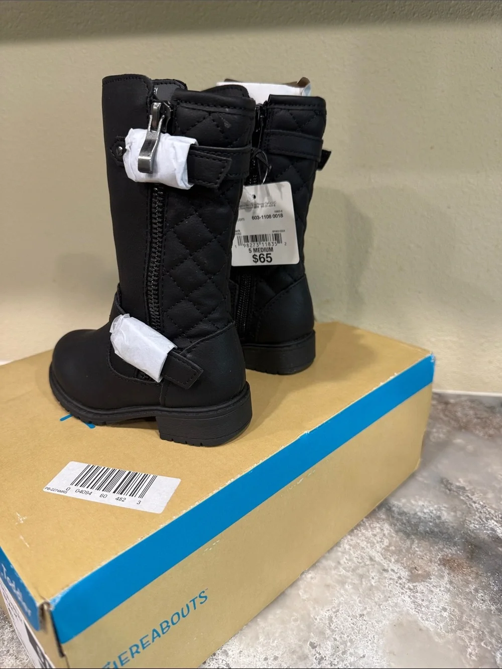 TH LIL HAILEY Black Toddler Quilted Mid-Calf Boots